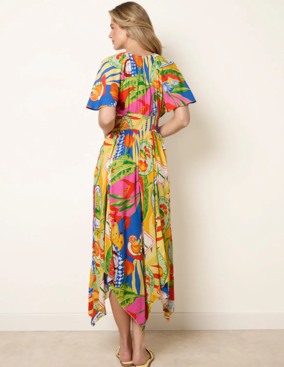 Shirred Waist Hanky Hem Dress