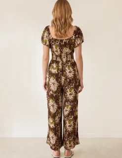 Shirred Waist Wide Leg Jumpsuit