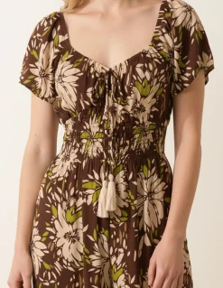 Shirred Waist Wide Leg Jumpsuit