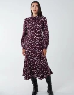 Shirt Midi Dress With Godet Hem