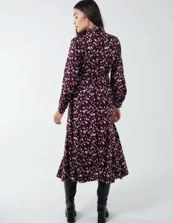 Shirt Midi Dress With Godet Hem