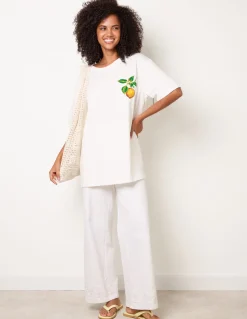 Short Sleeve Back Lemon Print T-Shirt