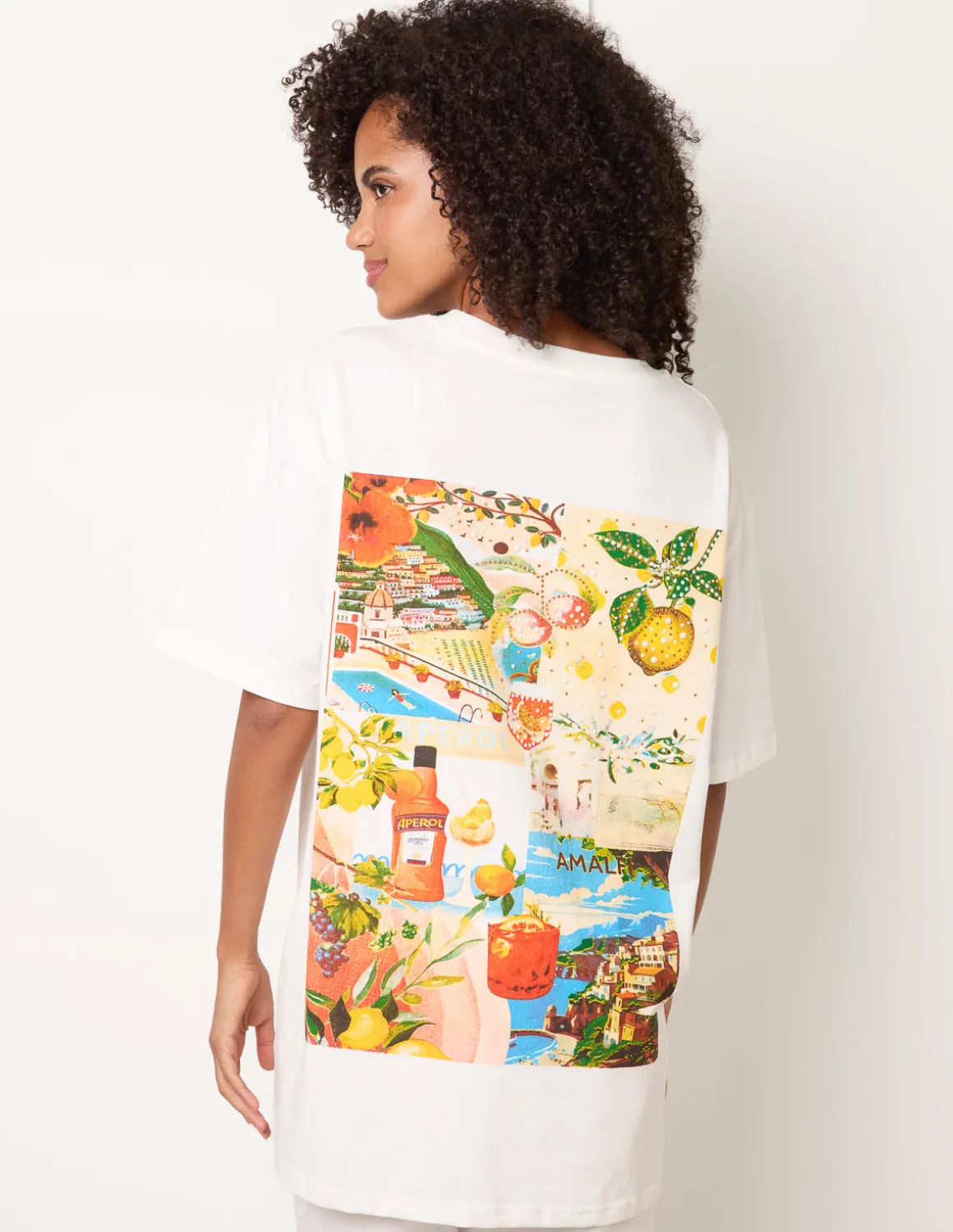 Short Sleeve Back Lemon Print T-Shirt
