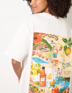 Short Sleeve Back Lemon Print T-Shirt