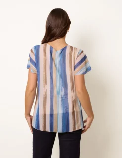 Short Sleeve Pleated Paint Top