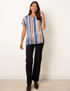 Short Sleeve Pleated Paint Top