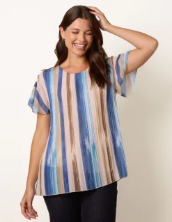 Short Sleeve Pleated Paint Top