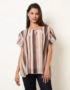 Short Sleeve Pleated Paint Top