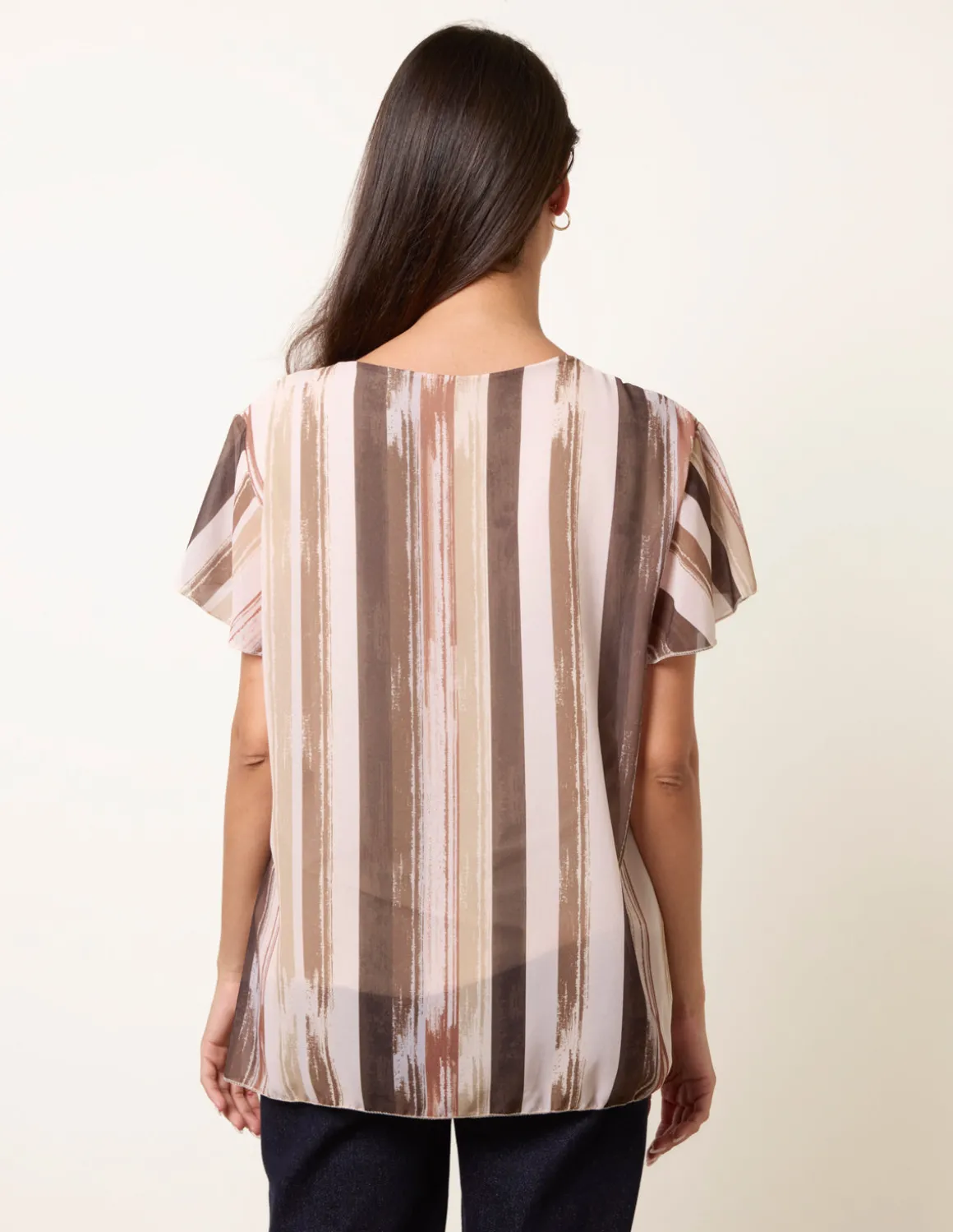 Short Sleeve Pleated Paint Top