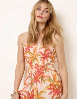 Side Split Flare Leg Tropical Jumpsuit