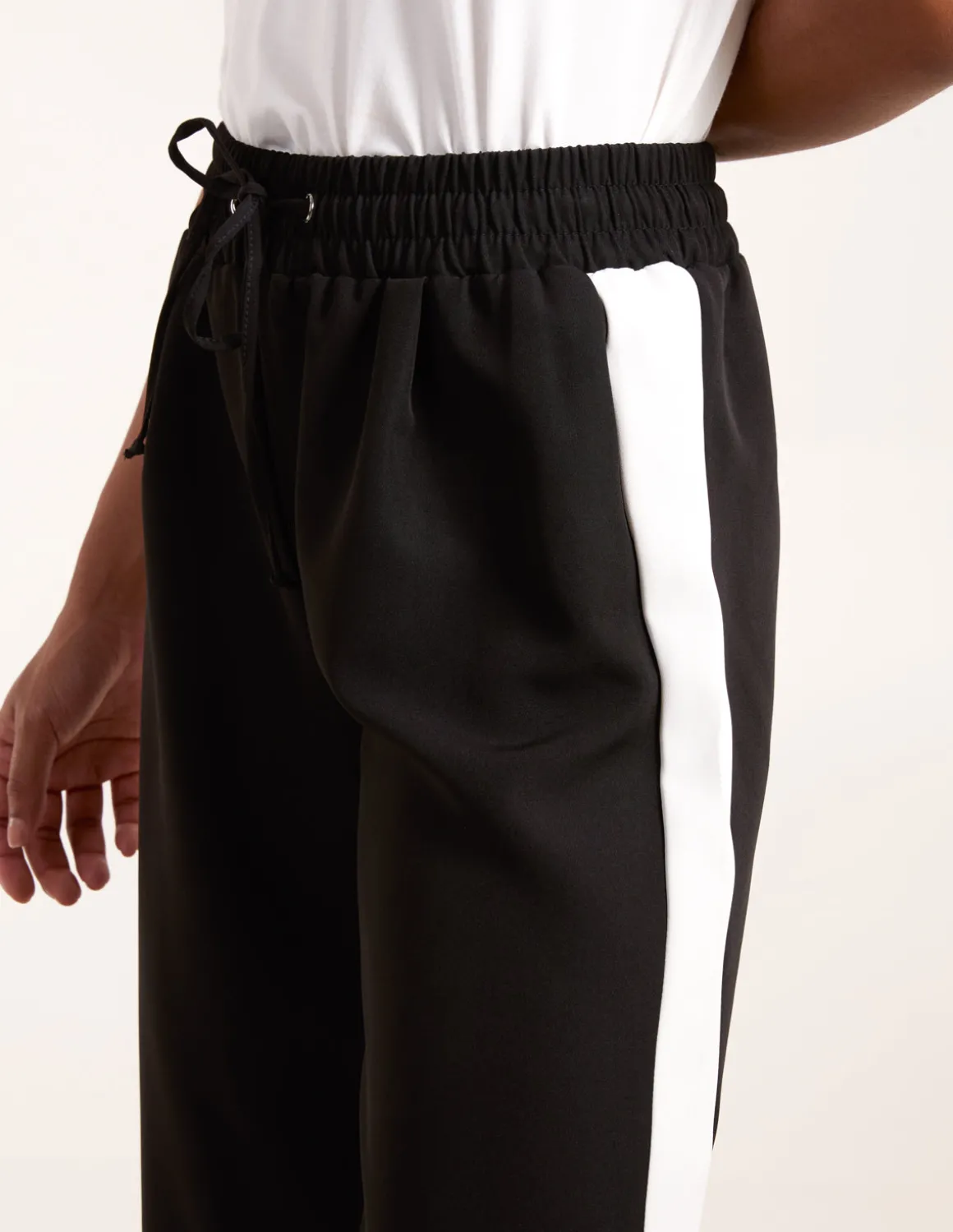 Side Stripe Elastic Waist Trousers