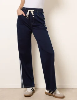 Side Stripe Jeans With Drawstring