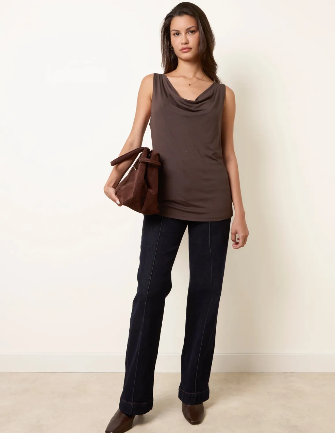 Sleeveless Cowl Neck Viscose Jersey Top