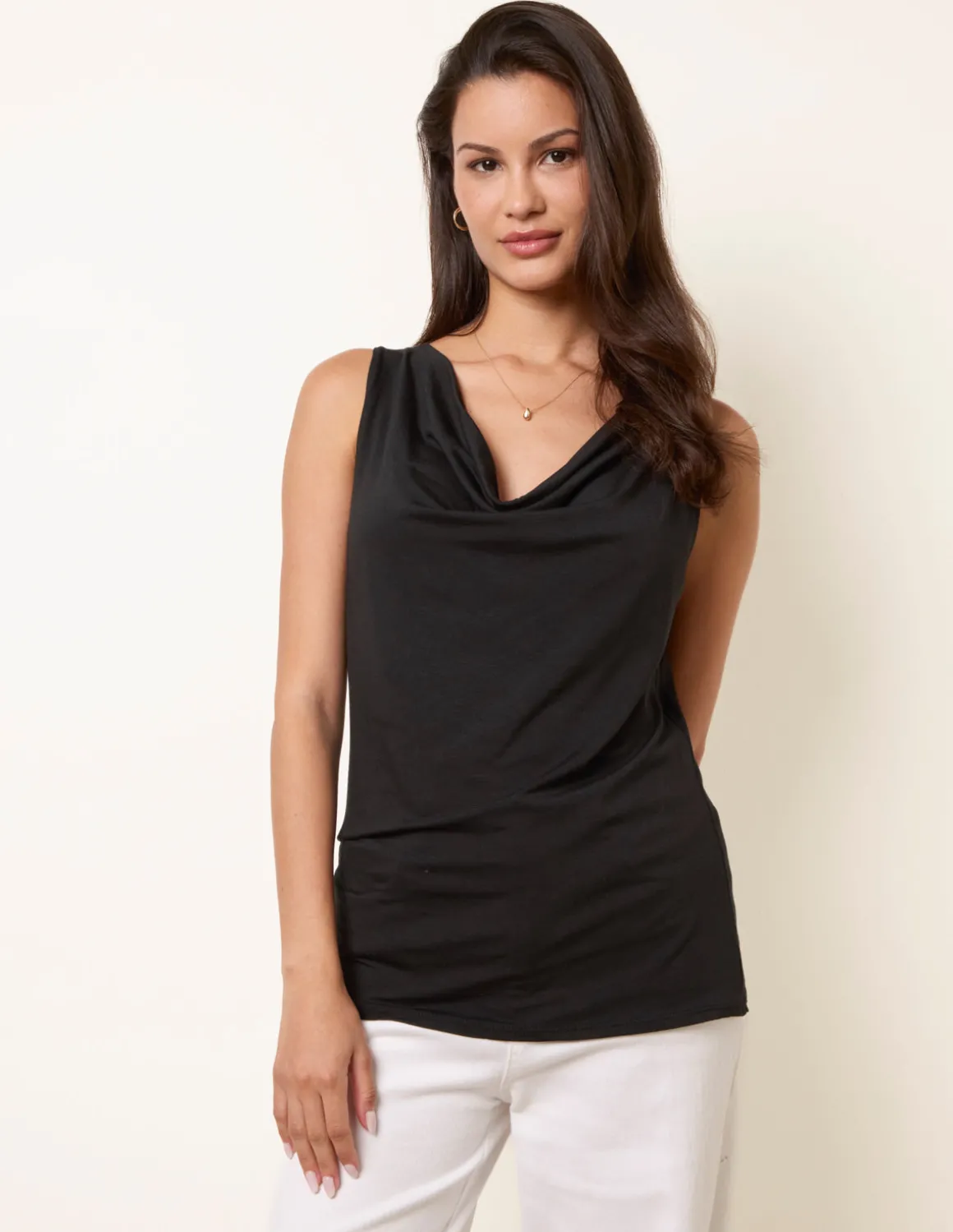 Sleeveless Cowl Neck Viscose Jersey Top