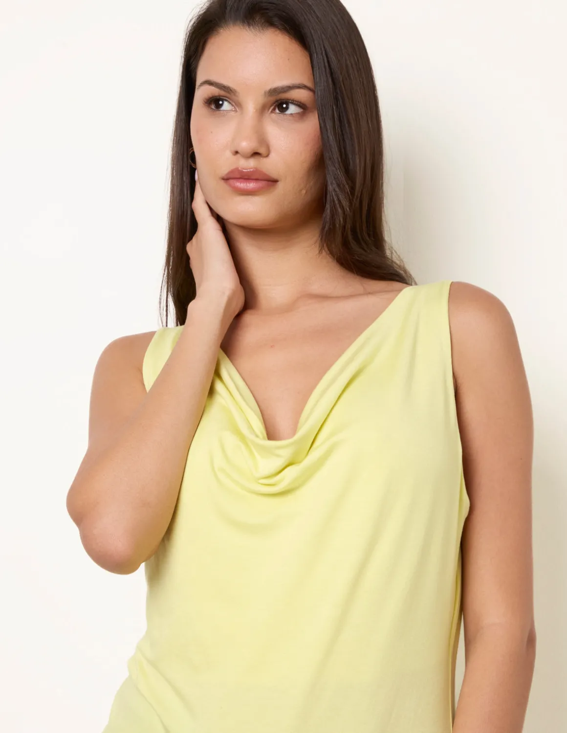 Sleeveless Cowl Neck Viscose Jersey Top