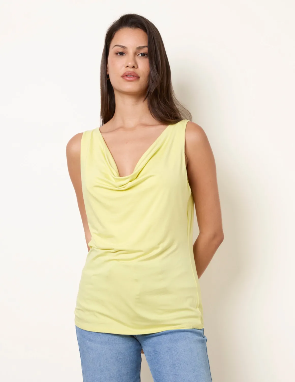 Sleeveless Cowl Neck Viscose Jersey Top