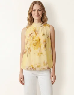 Sleeveless High Neck Puffball Blouse