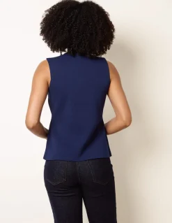 Sleeveless Ribbed Button-Front Vest