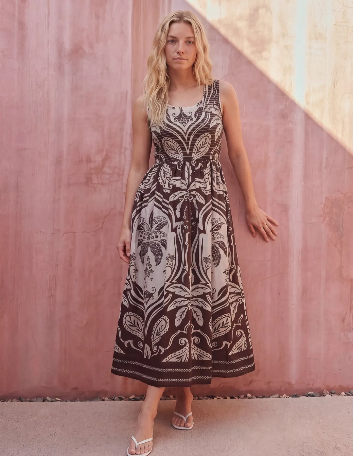 Sleeveless Shirred Dress