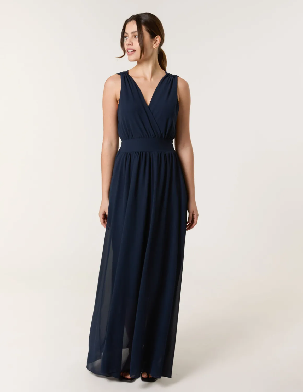 Sleeveless Wrap Front Maxi Dress