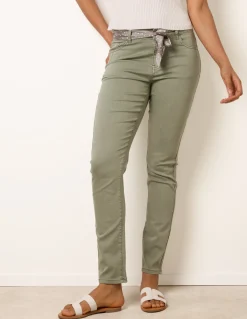Slim Leg Stretch Denim Scarf Trousers