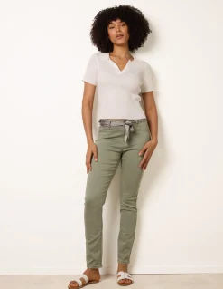 Slim Leg Stretch Denim Scarf Trousers