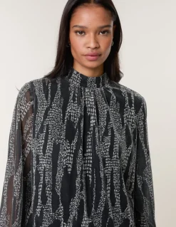 Snake High Neck Puff Ball Blouse