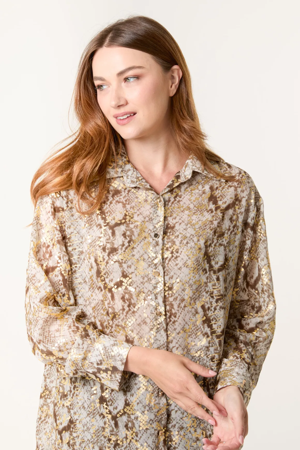 Snake Print Long Sleeve Shirt