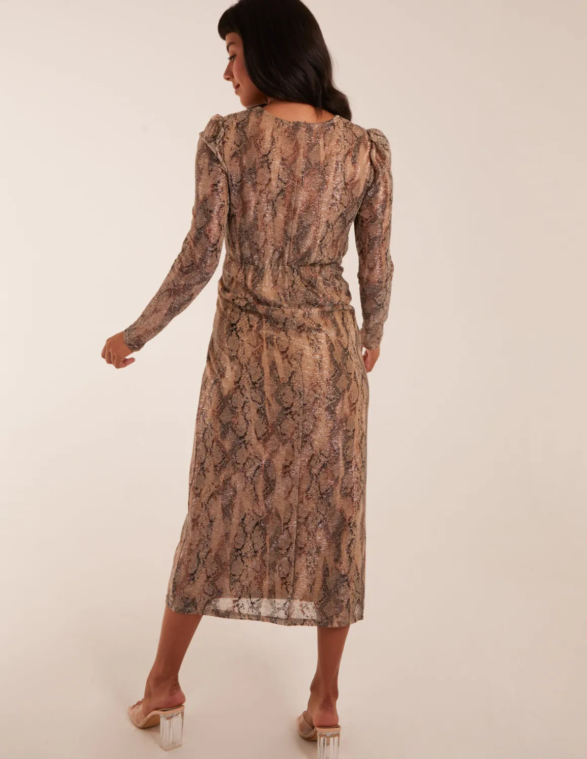 Snake Print Plisse Twist Front Dress