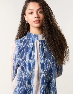 Snake Skin High Neck Blouse