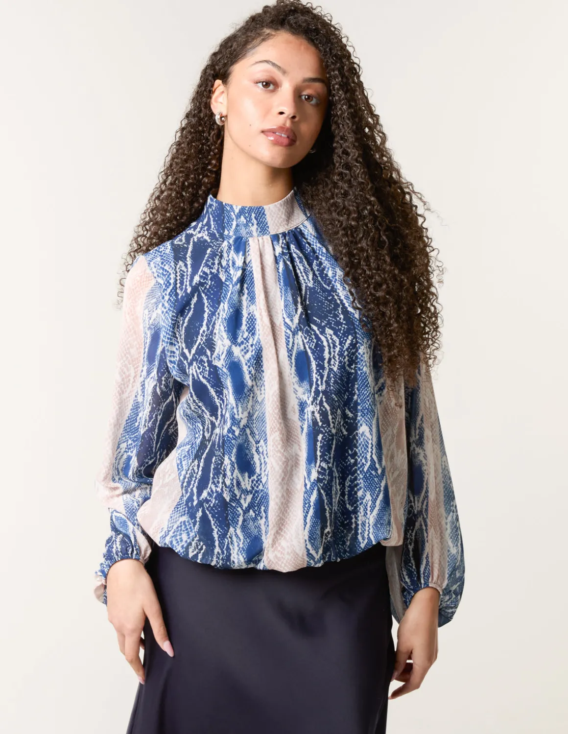 Snake Skin High Neck Blouse