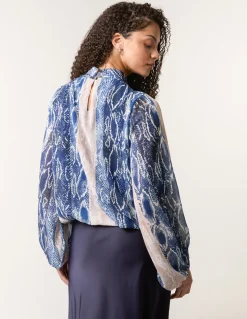 Snake Skin High Neck Blouse