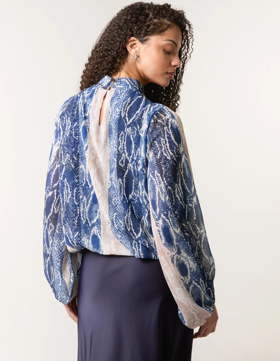 Snake Skin High Neck Blouse