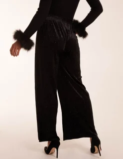 Sparkling Velour Wide Leg Trousers
