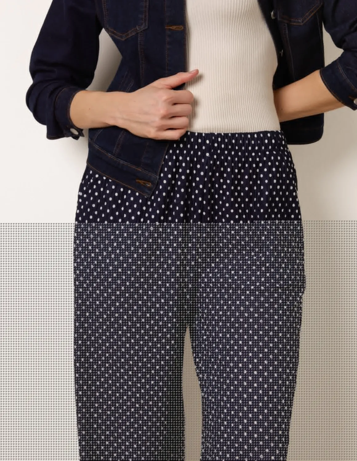 Spot Print Crinkle Wide Leg Trousers