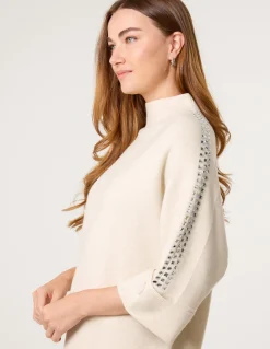 Square High Neck Rhinestone Jumper