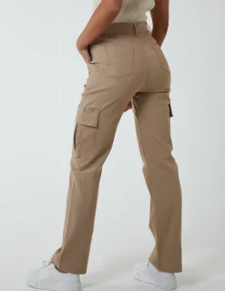 Straight Leg Pocket Detail Cargo Trousers