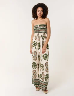 Strapless Elasticated Printed Jumpsuit