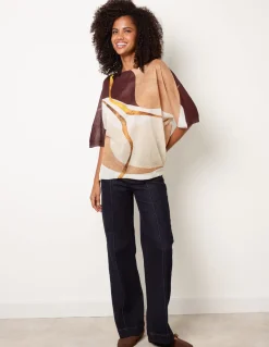 Striking Watercolour Fine Knit Abstract Top