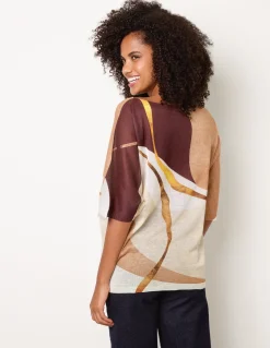 Striking Watercolour Fine Knit Abstract Top