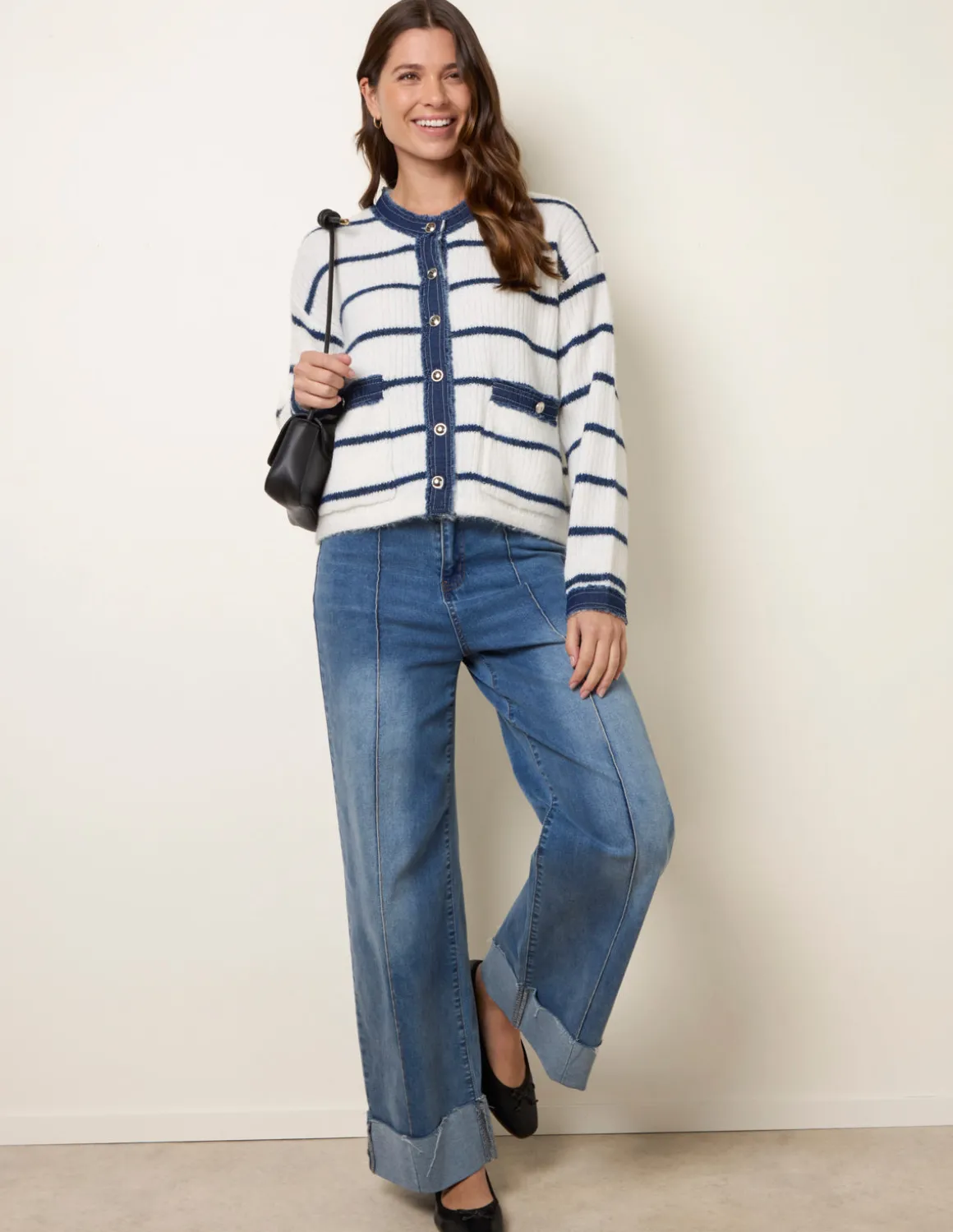 Stripe & Denim Cardigan