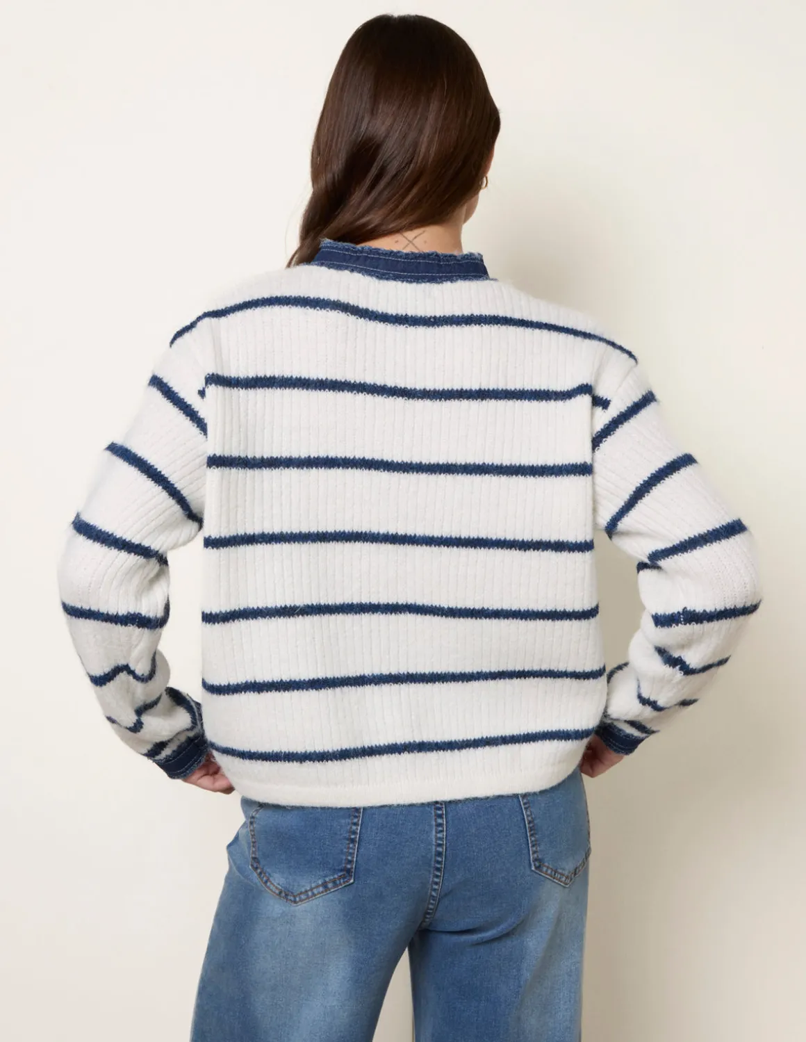 Stripe & Denim Cardigan
