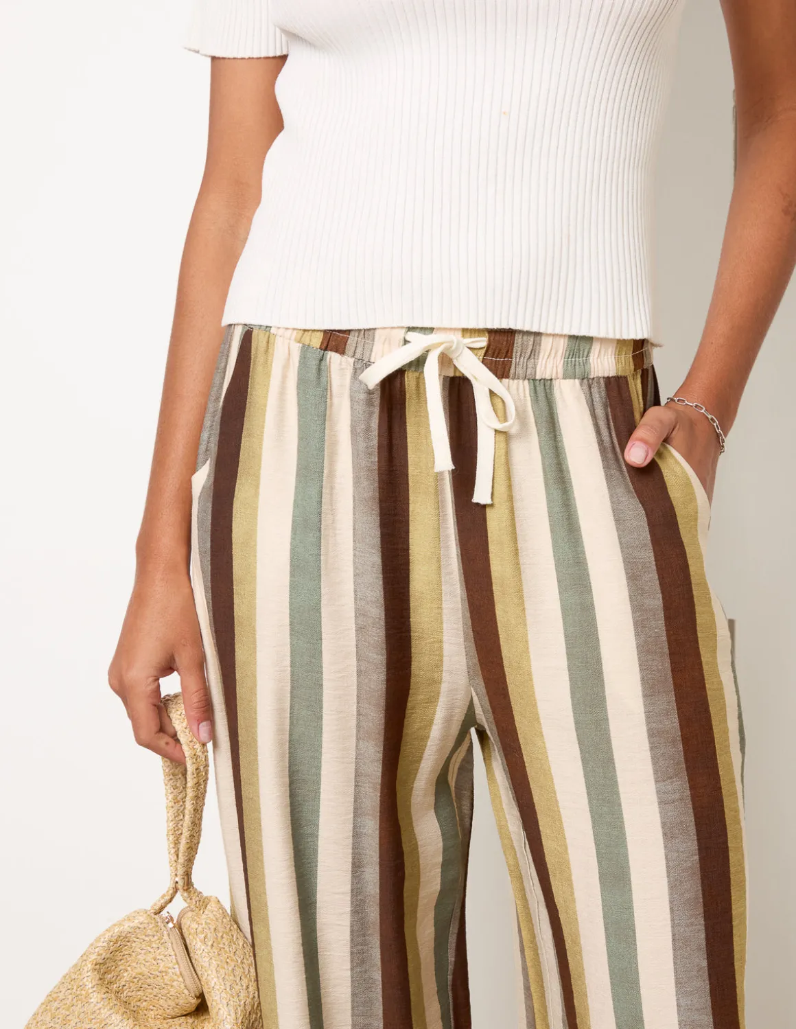 Striped Wide Leg Trousers