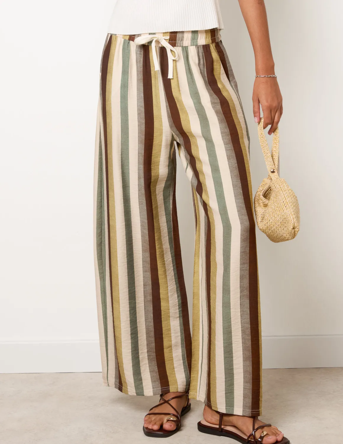 Striped Wide Leg Trousers
