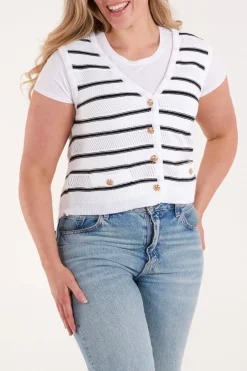 Stripe Sleeveless Knit Vest