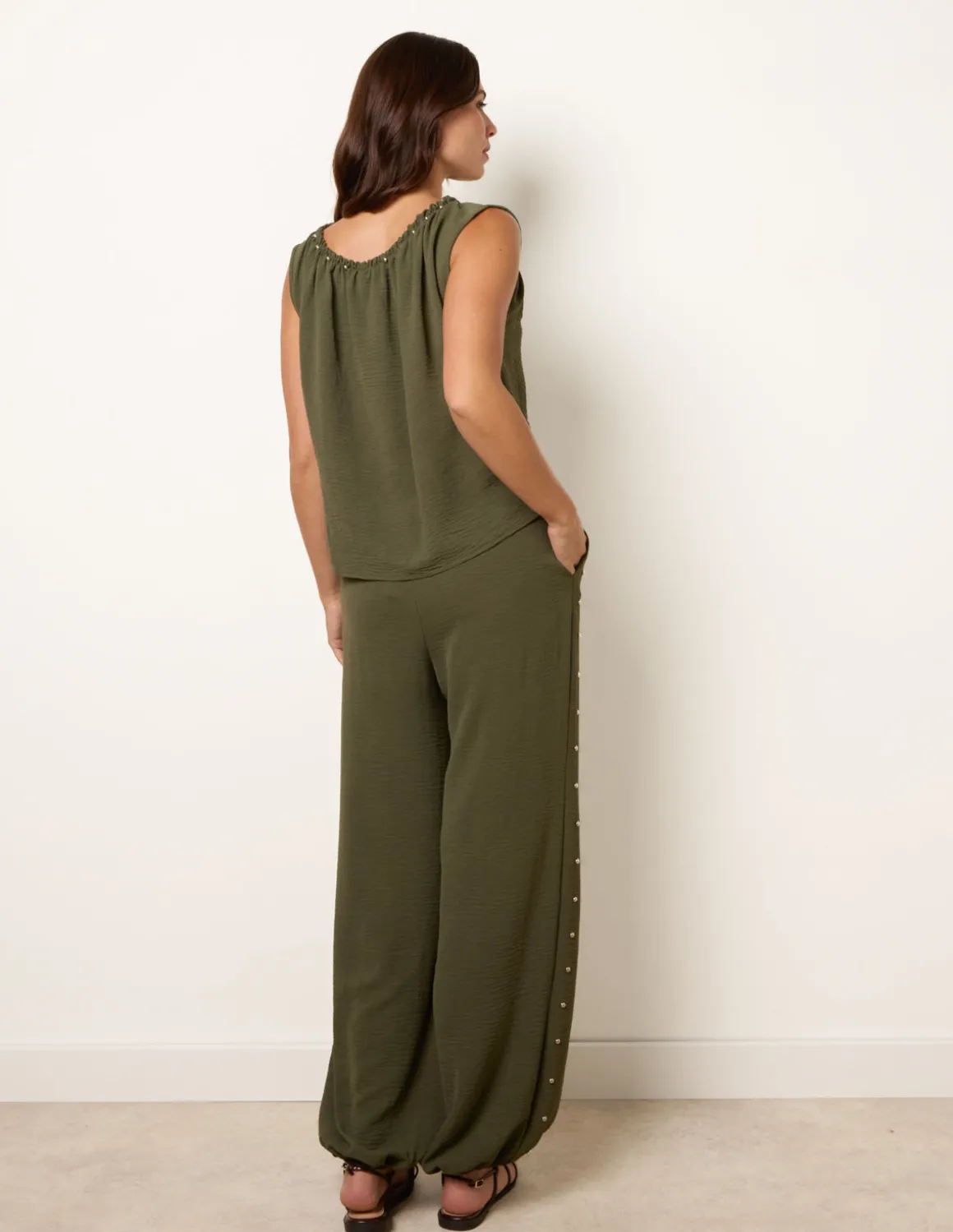 Studded Detailed Balloon Trouser Set