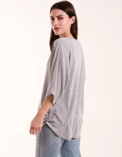Studded Half Zip Front Top