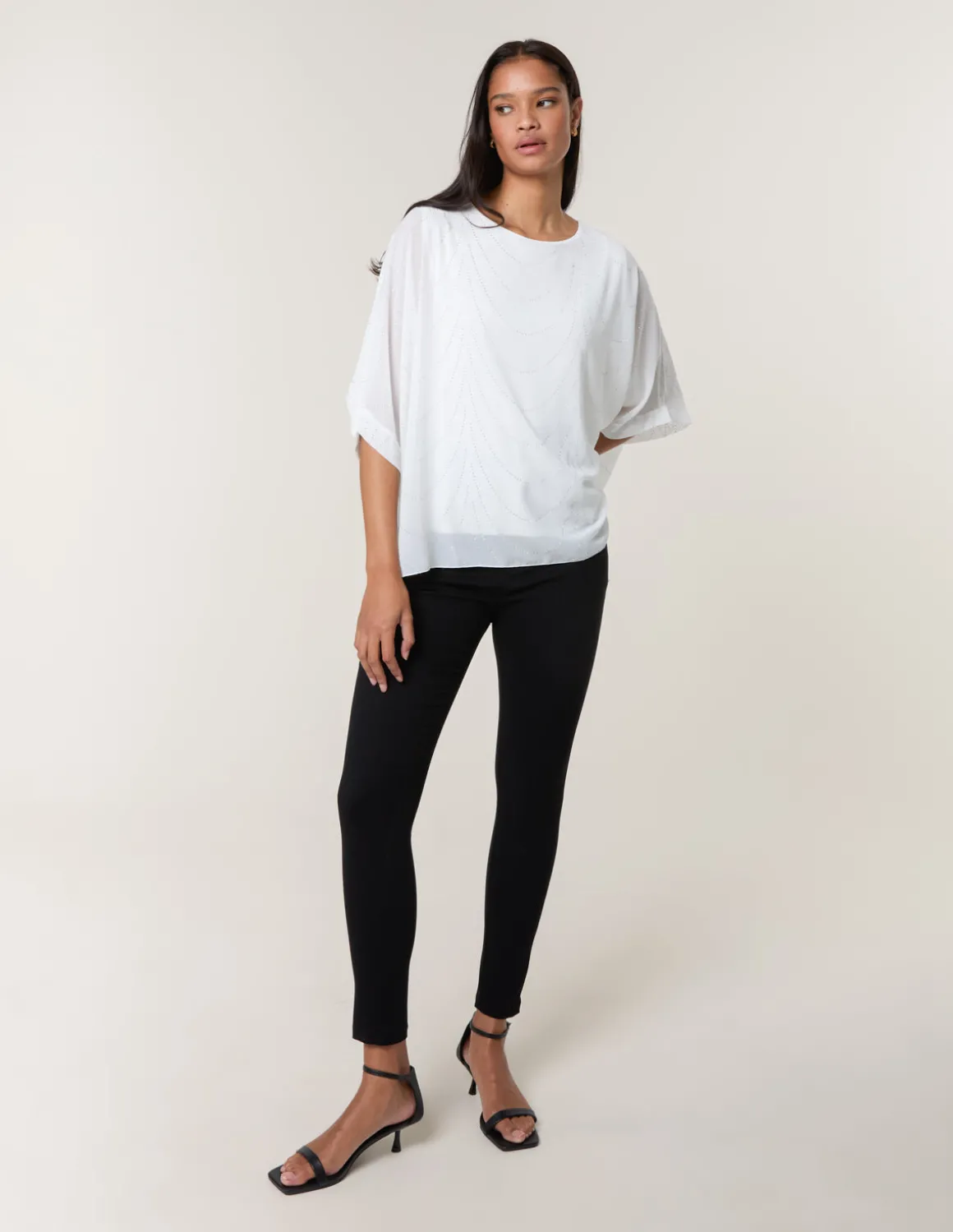 Studded Wave Chiffon Kaftan Top