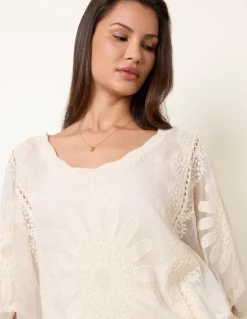 Sun Flower Lace Sleeve Blouse