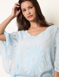 Sun Flower Lace Sleeve Blouse